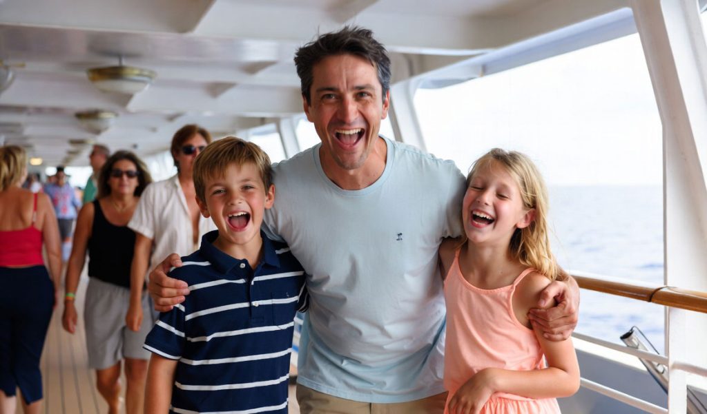 Genitore single con bambino che camminano sulla spiaggia al tramonto